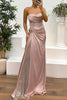Essie Satin Rhinestone Patchwork Twist Waist Strapless Slit Maxi Dress