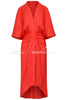 Chantelle Linen Blend Kimono Sleeves Drape High Low Maxi Dress