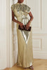 Francesca Metallic Satin-blend Button Short Sleeve Belted Shirt Maxi Dress
