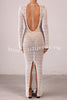 Sexy Backless Long-sleeved Knitted Slim-fit Maxi Dress