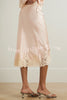 Celebration Look Contrast Color Satin Lace Trim Elastic Waist Drape Midi Skirt
