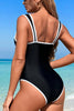 Fashionable Contrast Patchwork Stretch One-piece Swimsuit