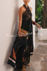 Jungle Elf Unique Print Halter Slit Midi Tank and Elastic Waist Wide Pants Set
