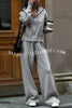Effortlessly Stylish Ribbed Zipper High Neck Sweatshirt and Elastic Waist Pocketed Loose Pants Set