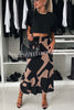 Breezy Composure Unique Print High Rise Elastic Waist Maxi Skirt