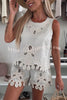 Angie Embroidery Cut-out Sleeveless Top and Elastic Waist Loose Shorts Set