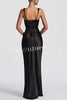 Calanthe Satin Square Neck Ruched Back Lace-up Drape Mesh Scarf Maxi Dress
