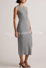 Soft and Warm Cashmere Ribbed Knit Sleeveless Midi Sweater Dress