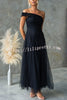 Grace Vibes Tulle One Shoulder Party Formal Maxi Dress
