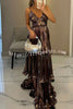 Seize The Gorgeous Pleated Metallic Fabric Cutout Tiered Maxi Dress