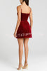 Harley Luxurious Velvet Fabric Jewel-embellished Shoulder Straps Pocket Tulip Mini Dress