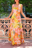 Floral Print Square Neck Strap Holiday Maxi Dress
