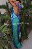 Coastal Muse Satin Unique Print Halter Scarf Tank and Elastic Waist Loose Pants Set
