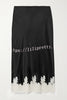 Celebration Look Contrast Color Satin Lace Trim Elastic Waist Drape Midi Skirt