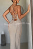 Warm Weather Favorite Knit Crochet Hollow Out Back Lace-up Stretch Maxi Dress