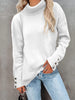 Casual Loose Knit Sweater with High Collar and Long Sleeve In Solid Color