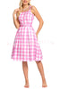 Barbie Pink Plaid Printed Cami Midi Dress