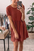 Solid O Neck Short Sleeve Dress