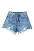 Ripped High Waist Denim Shorts