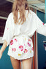 Floral Embroidery Belted Cover Up