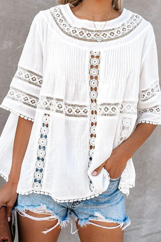 Hollow Half Sleeve Loose Blouse