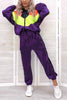 Color Block Zipper Hoodie Pants Set