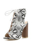Snake Lace Up High Heel Boots