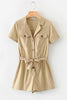 Button Pockets Belted Romper