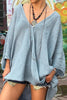 Solid V Neck Loose Boouse