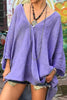 Solid V Neck Loose Boouse
