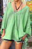 Solid V Neck Loose Boouse