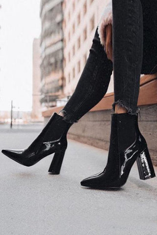 Patent PU High Heels Ankle Boots