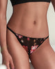 Floral Embroidery Low Waist Lace-up Thong