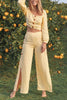 Button Slit Crop Pants Set