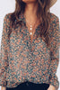Print Button Long Sleeve Blouse
