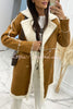 Single Breasted Multi Button Solid Color Long Sleeved Sherpa Coat