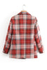 Red Plaid Double Breasted Blazer