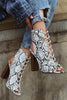 Snake Lace Up High Heel Boots