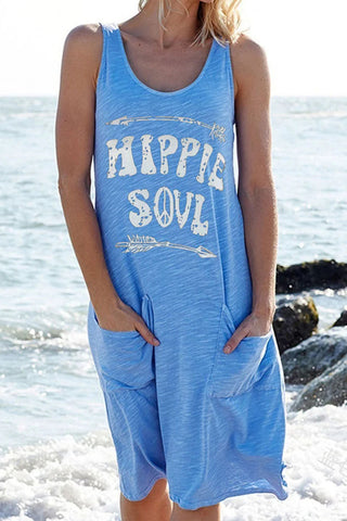 Fashion Casual Print Letter O Neck Straight Dresses