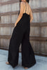 Fashion Living Solid Patchwork Spaghetti Strap Loose Jumpsuits