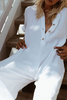 Solid Button Pockets Loose Jumpsuits