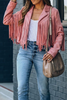 Fashion Street Solid Tassel Patchwork Turndown Collar Outerwear