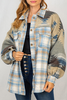 Plaid Aztec Patchwork Pockets Shacket