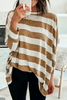 Casual Striped Patchwork O Neck Tops(3 Colors)