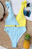 Ruffles Color Block One Pieces Swimwear