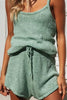 Solid Sleeveless Drawstring Shorts Set