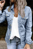 Fashion Sexy Adult Solid Cardigan Turndown Collar Long Sleeve Regular Denim