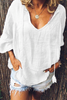 Solid V Neck Seven Sleeve Blouse