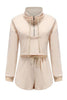 Zipper Drawstring Hoodie Shorts Set