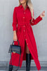 Single Breasted Tie Waist Midi Shirt Dress